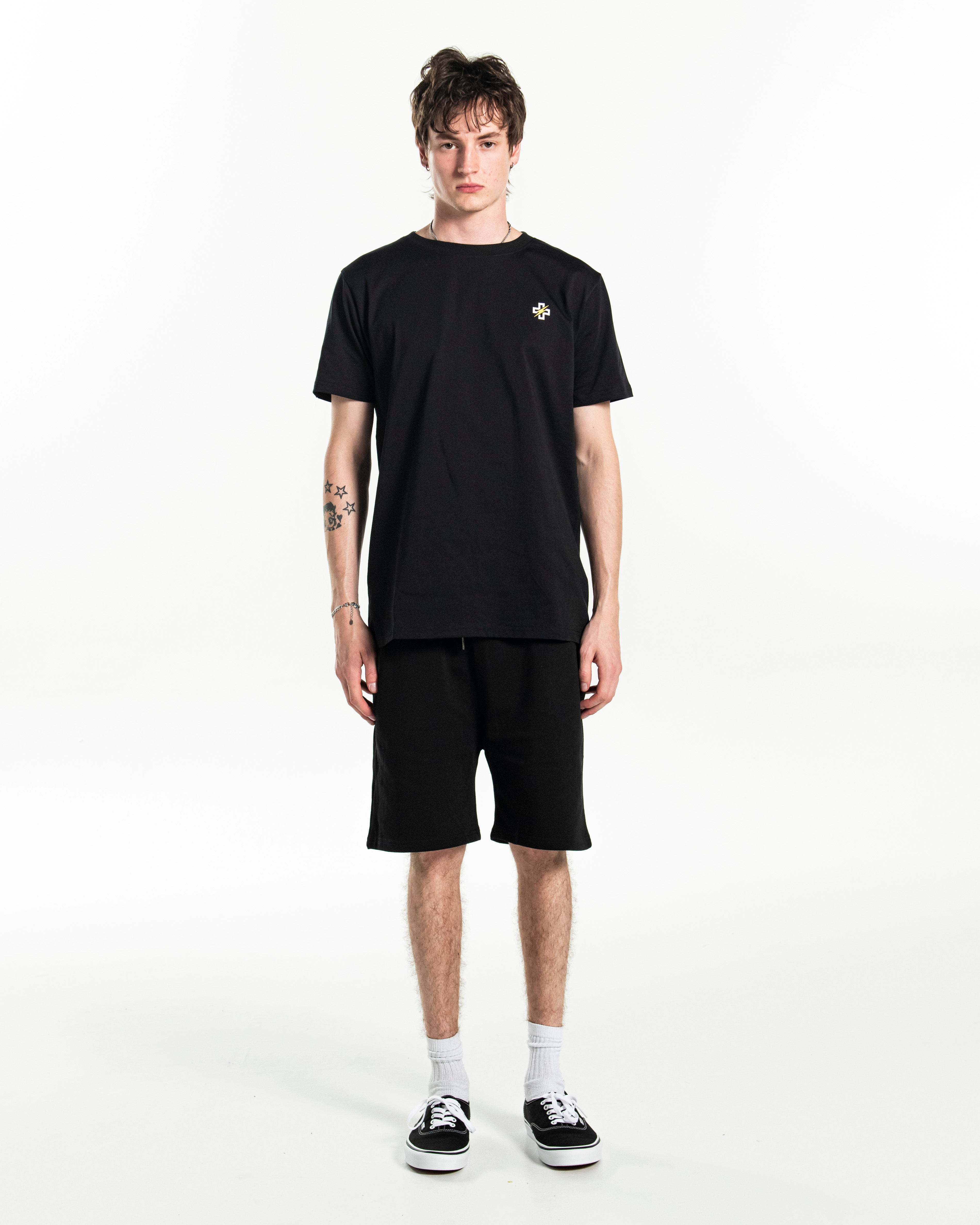 PSTVNRG T-Shirt in black, full body view