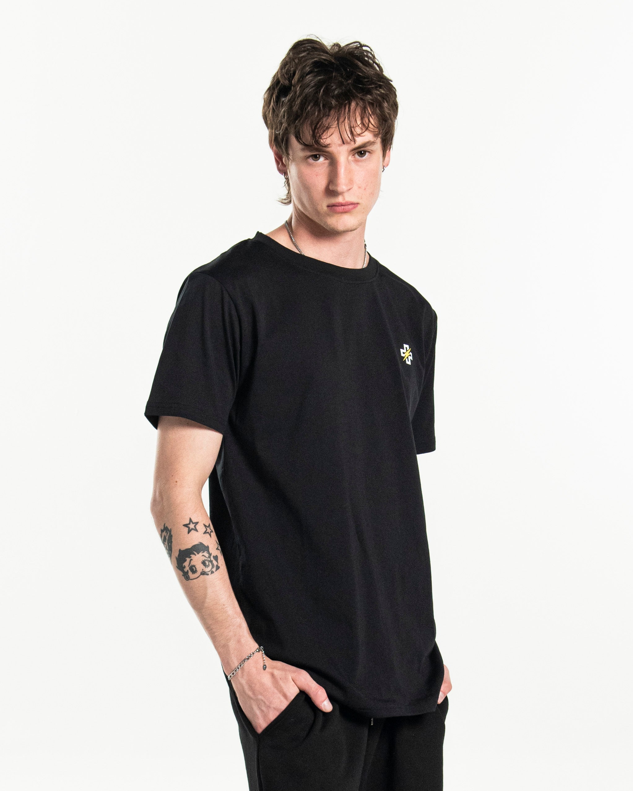 PSTVNRG T-Shirt in black, left side view